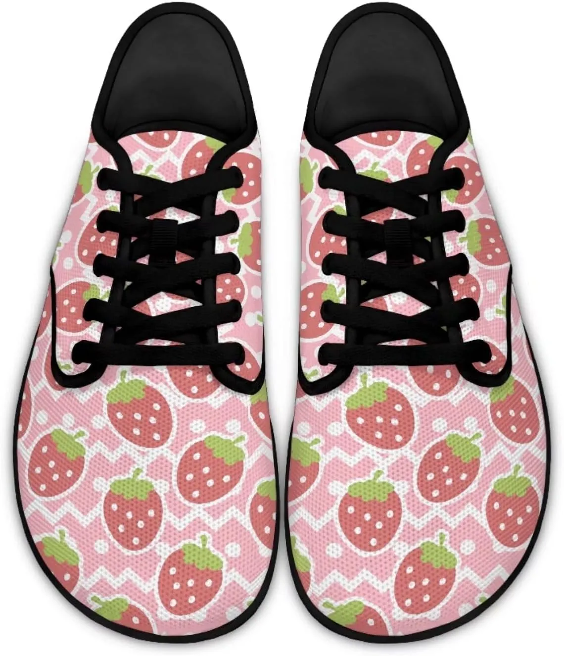 Womens Barefoot Shoes Lace Up Wide Toe Jogging Casual Sneakers Fruit Print