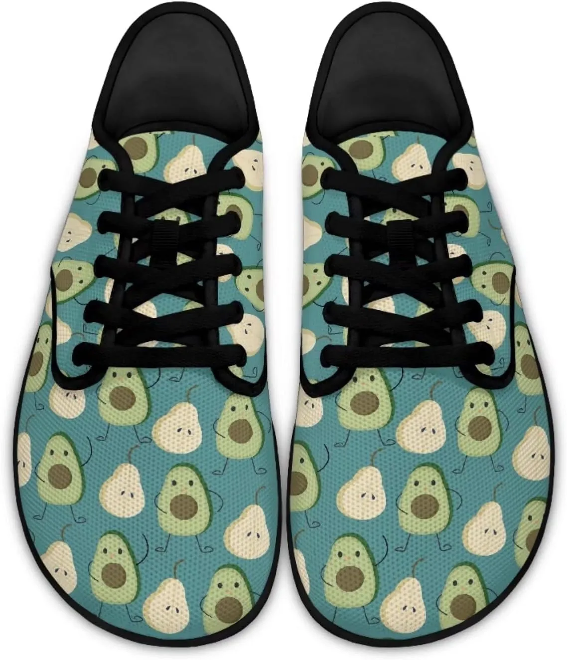 Womens Barefoot Shoes Lace Up Wide Toe Jogging Casual Sneakers Fruit Print