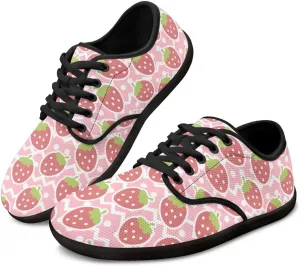 Womens Barefoot Shoes Lace Up Wide Toe Jogging Casual Sneakers Fruit Print