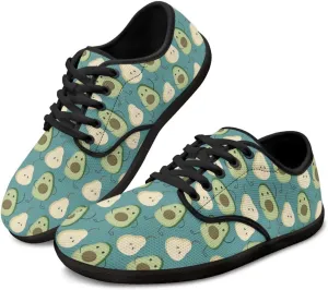 Womens Barefoot Shoes Lace Up Wide Toe Jogging Casual Sneakers Fruit Print