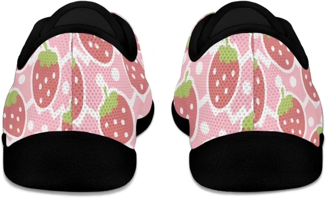 Womens Barefoot Shoes Lace Up Wide Toe Jogging Casual Sneakers Fruit Print