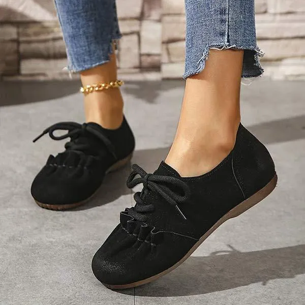 Women's Casual Suede Lace-Up Flats 75372671C