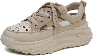 Women's Colorful Chunky Sneakers Fashion Anti-Slip Cute Mesh Colorblock Round Toe Soft Sole Low-top Nei Zenggao Lace-Up Dad Back Suitable to School Walking Sport Rave Shoes