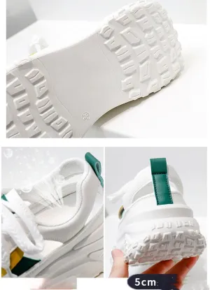 Women's Colorful Chunky Sneakers Fashion Anti-Slip Cute Mesh Colorblock Round Toe Soft Sole Low-top Nei Zenggao Lace-Up Dad Back Suitable to School Walking Sport Rave Shoes