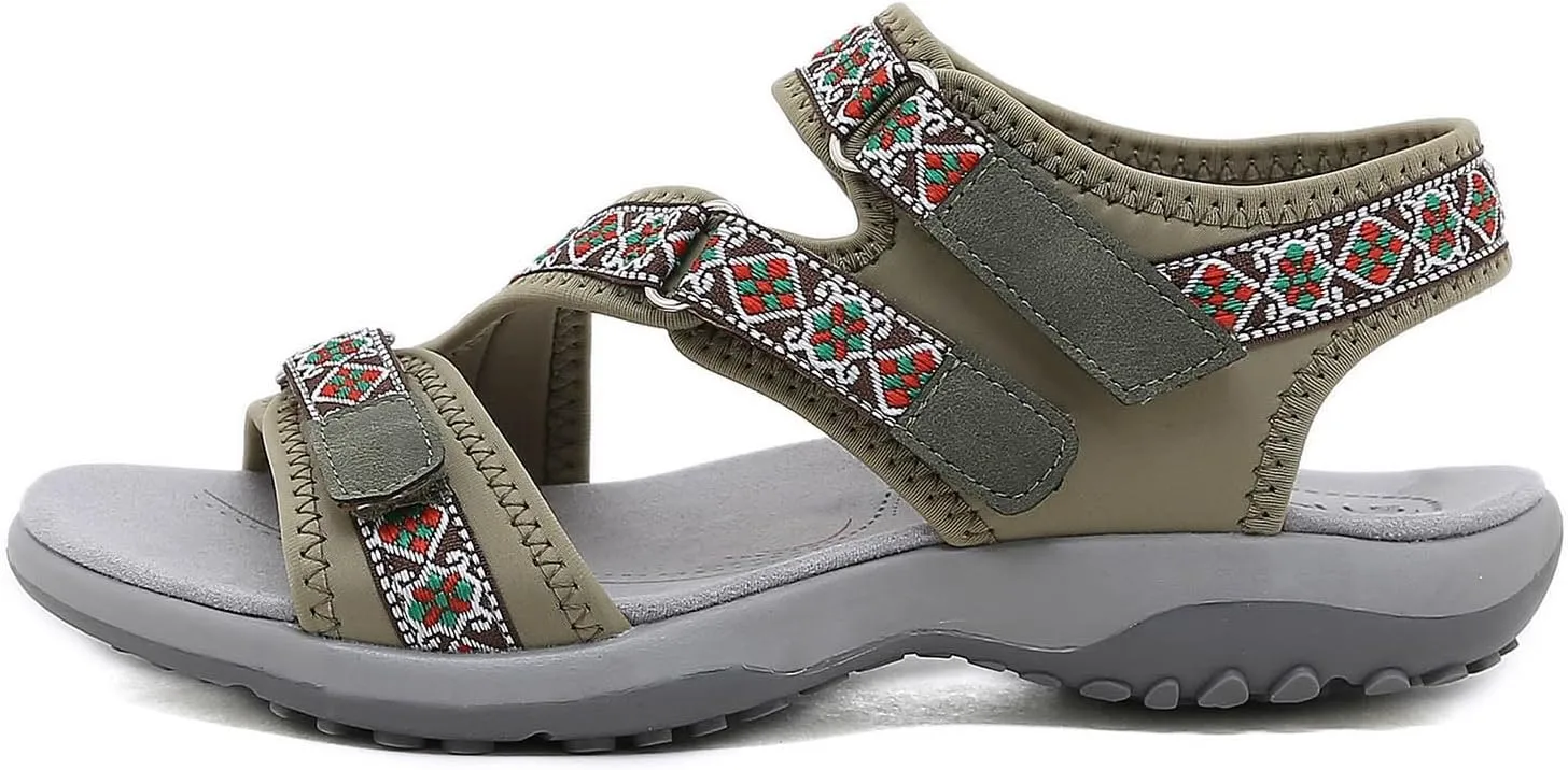Women's Hiking Sport Walking Sandals 2025 Summer Casual Fashion Comfortable Sport Sandal Lightweight Walking Soft Insole Beach Vacation Athletic Camping Footwear with Arch Support
