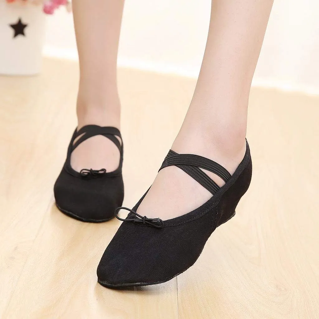 Women's Low Chunky Heels Satin Latin Dance Shoes Soft Sneakers for Ballroom Salsa Tango Performance Dancing Shoes