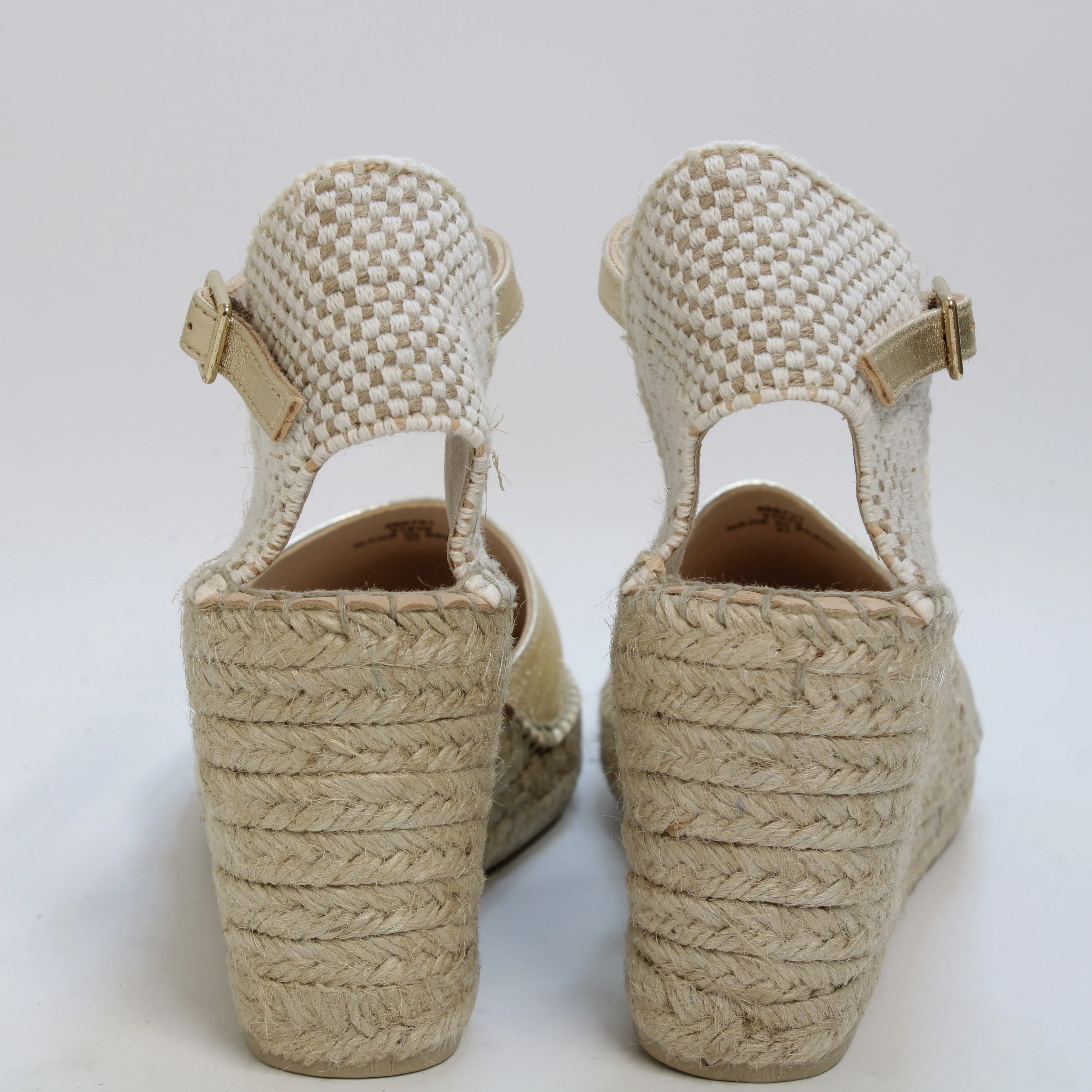 Womens Office Alex Closed Toe Espadrille Wedges Gold Leather