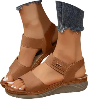 Women's Orthopedic Wedge Sports Sandals Platform,Summer Comfortable Open Toe Backless Casual Dress Footwear Fashion Wide Wedge Ankle Back Strap Walking Sandals with Arch Support