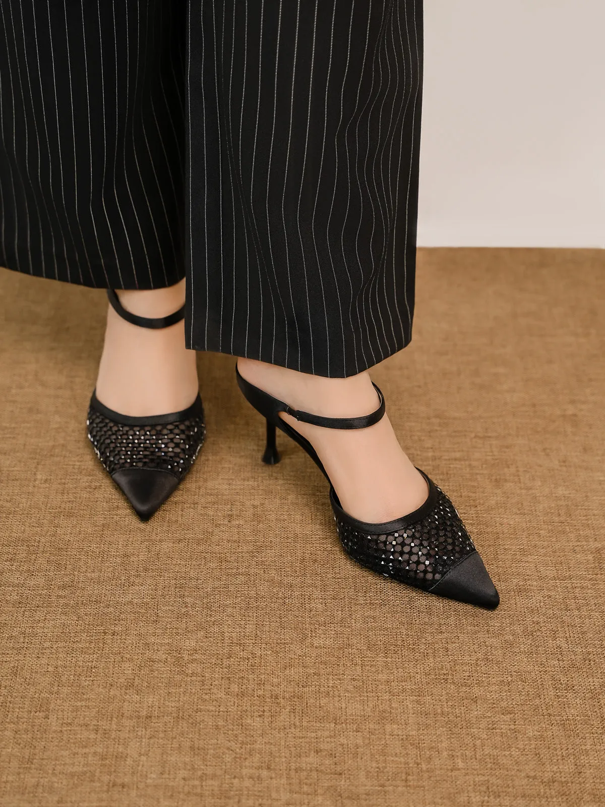 Womens "ASTREA" Pointy Net Detailing Sandals