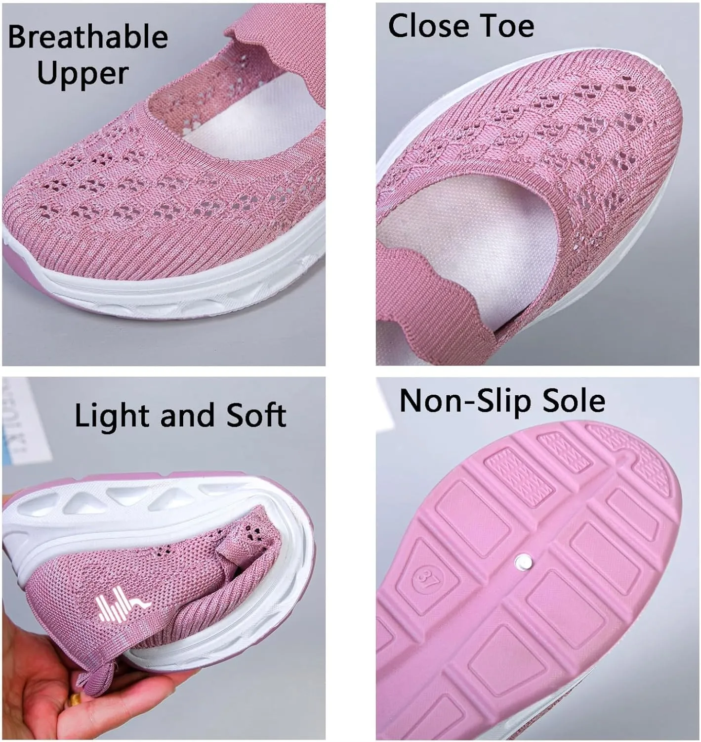 Women's Slip On Mesh Soft Sole Sneakers, Summer Lightweight Breathable Backless Flat Loafers Non-Slip Walking Shoes Casual Mom Shoes Tennis Workout Shoes