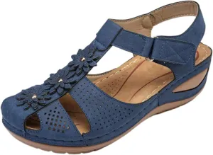 Womens Wedge Sandals Summer Closed Toe for Women Dressy Wedges Casual Hollow Out Orthopedic Shoes Comfy Bohemia Gladiator Ankle Strap Slip On Platform Sandals Comfort Orthotic Breathable Sandal