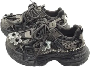 Women's Y2K Aesthetic Kawaii Floral Chunky Dad Sneakers - Breathable Summer Mesh Retro Sports Walking Casual Shoes