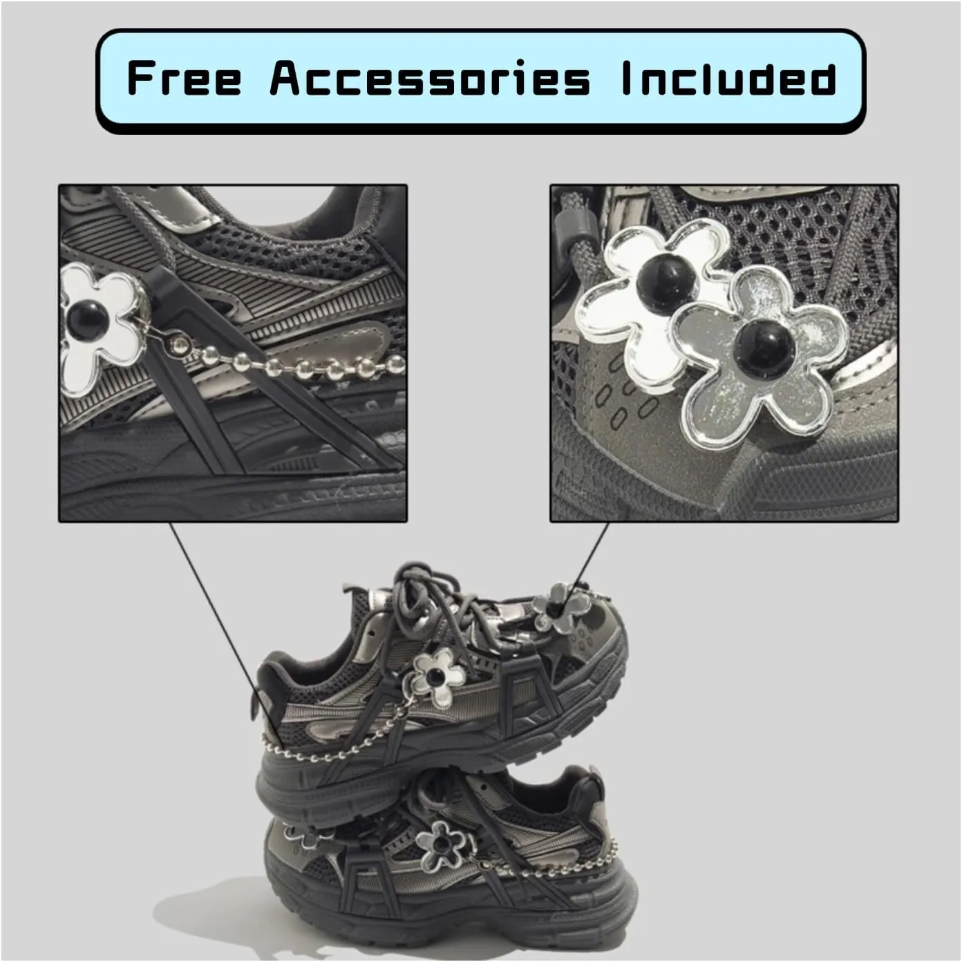 Women's Y2K Aesthetic Kawaii Floral Chunky Dad Sneakers - Breathable Summer Mesh Retro Sports Walking Casual Shoes