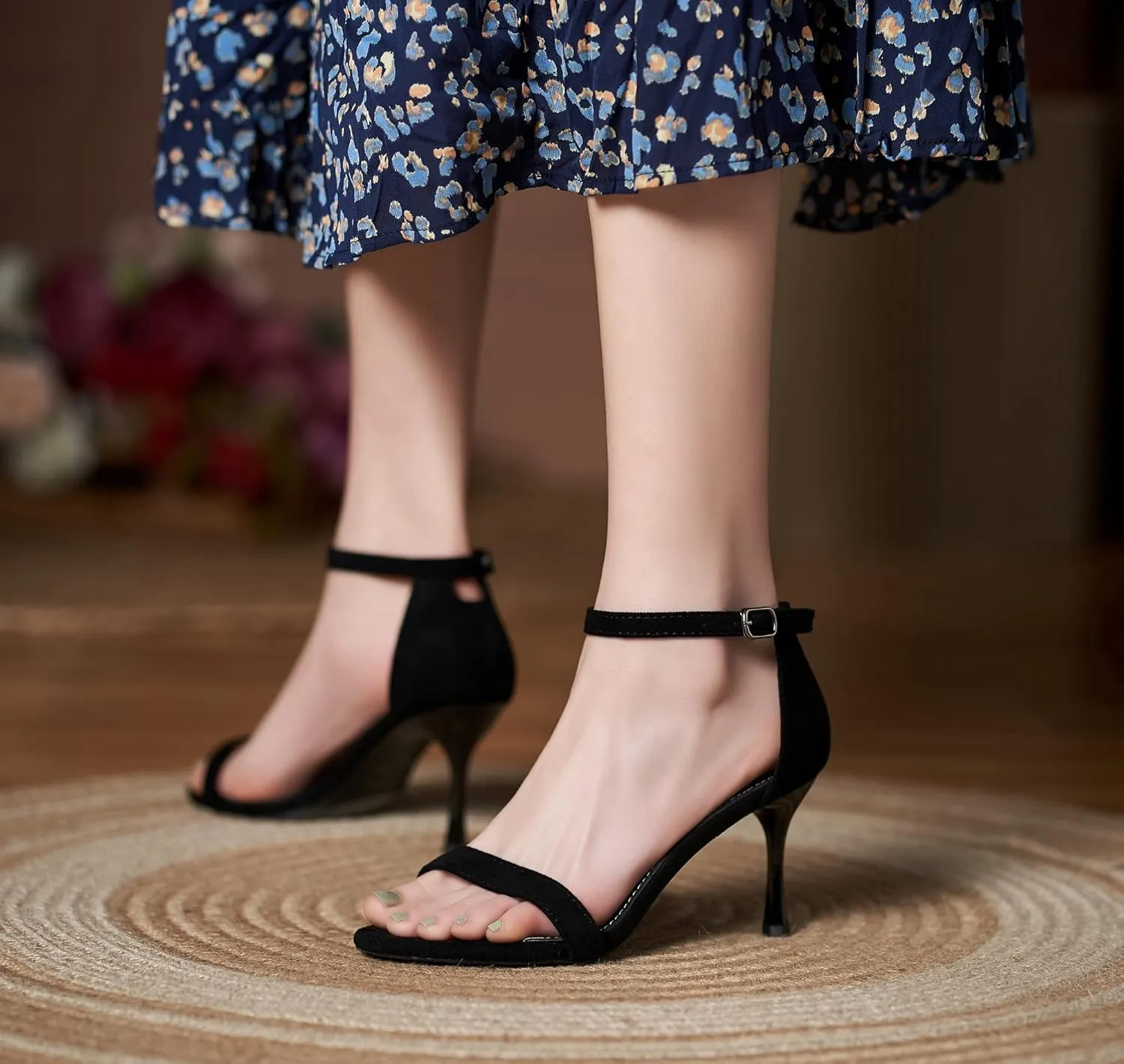YooPrettyz Women Strappy Evening Heels Two Piece Open Toe Heeled Sandals Leather Party Prom Dressy Shoes